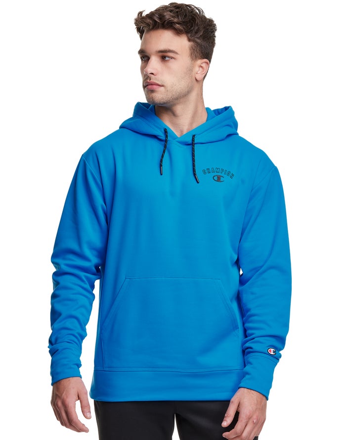 Champion Mens Hoodie NZ - Game Day Block Arch Logo Blue ( 3460-VFQKL )